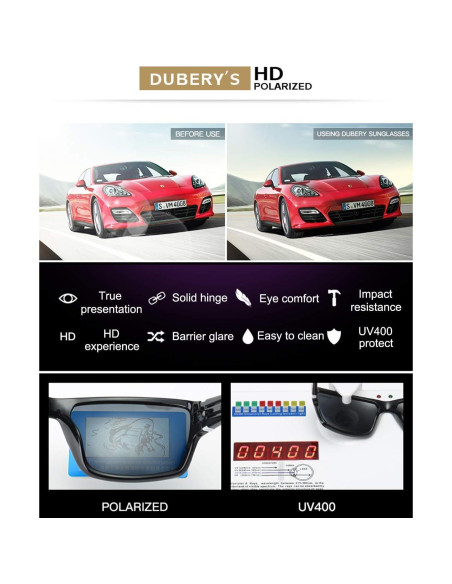Gafas de Sol DUBERY Polarizadas UV400 Unisex Retro 2 Piezas