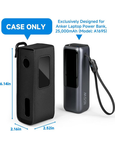 Funda de cuero PU Anker A1695 para banco de energía 25,000mAh