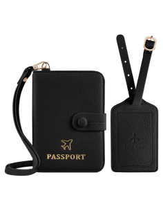 Funda de Pasaporte Boutilon de Cuero PU con Cordón y Etiqueta RFID