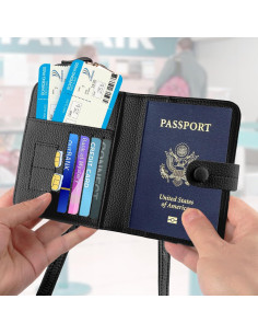 Funda de Pasaporte Boutilon de Cuero PU con Cordón y Etiqueta RFID 2