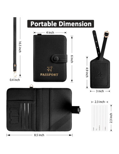 Funda de Pasaporte Boutilon de Cuero PU con Cordón y Etiqueta RFID