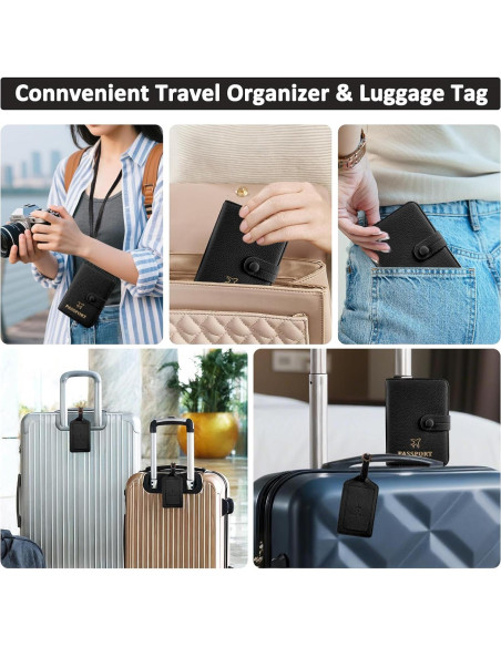 Funda de Pasaporte Boutilon de Cuero PU con Cordón y Etiqueta RFID