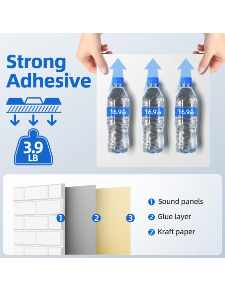 Paquete de 20 Paneles Acústicos Adhesivos 30.48x30.48cm Blanco