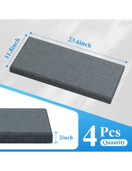Paneles Acústicos de Pared 4 PCS Gris 60x30 cm Absorbentes