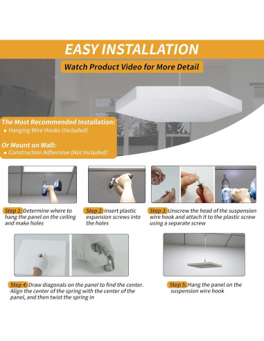 Paneles Acústicos de Techo TroyStudio - 4 Pcs 36.07x31.50x3.05 cm