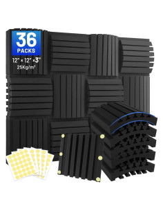 Focusound 36 Paneles de Espuma Acústica Curvada 3cm x 30cm