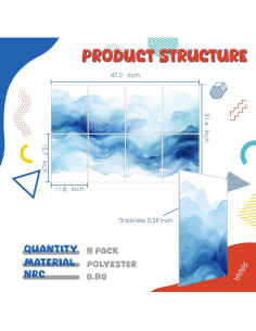 Paquete de 8 Paneles Acústicos Art Autoadhesivos 121.9x81.3cm 2