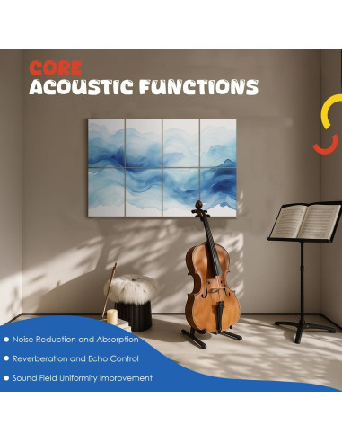 Paquete de 8 Paneles Acústicos Art Autoadhesivos 121.9x81.3cm