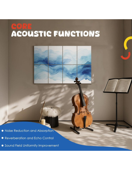 Paquete de 8 Paneles Acústicos Art Autoadhesivos 121.9x81.3cm