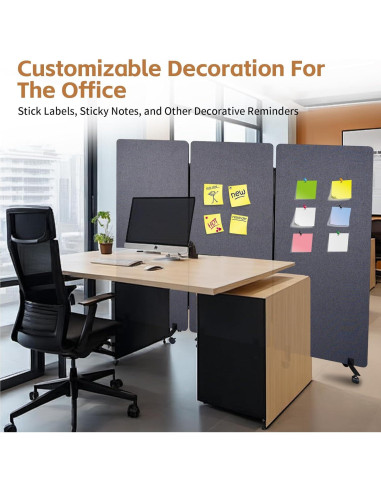 Divisor Acústico Portátil Maeklon 3 Paneles 185x167cm Gris