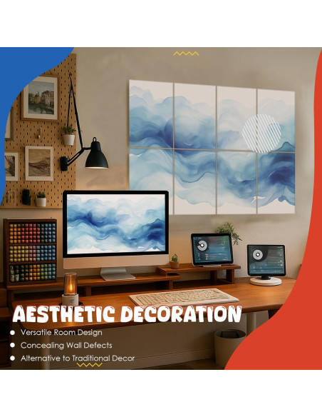 Paquete de 8 Paneles Acústicos Art Autoadhesivos 121.9x81.3cm
