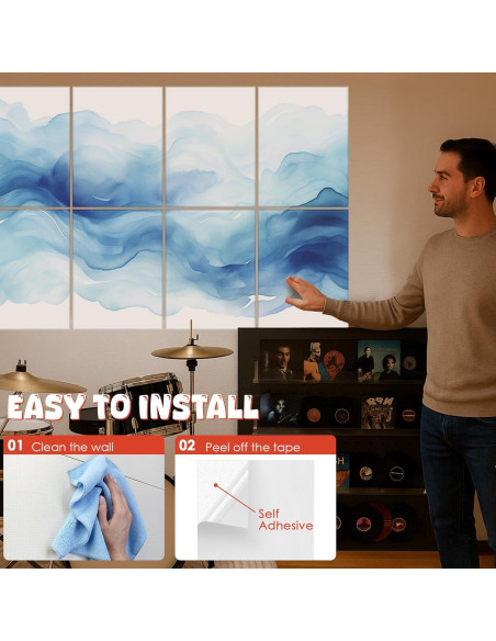 Paquete de 8 Paneles Acústicos Art Autoadhesivos 121.9x81.3cm