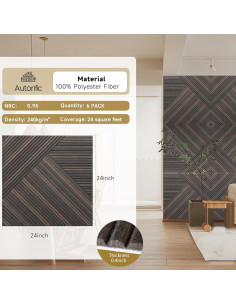 Paneles Acústicos Autoadhesivos 3D Nogal Rústico - Paquete de 6 2