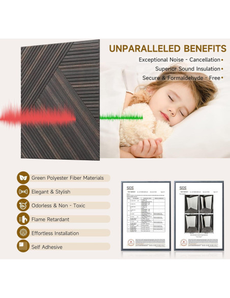 Paneles Acústicos Autoadhesivos 3D Nogal Rústico - Paquete de 6
