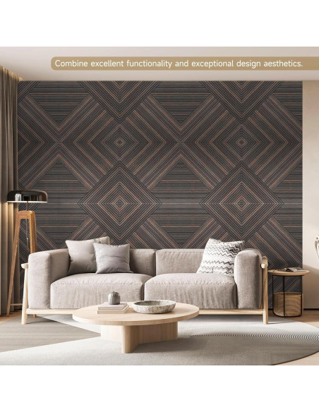 Paneles Acústicos Autoadhesivos 3D Nogal Rústico - Paquete de 6