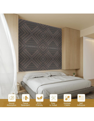 Paneles Acústicos Autoadhesivos 3D Nogal Rústico - Paquete de 6