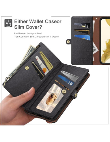 Funda de Billetera XcaseBar para Samsung Galaxy S25 Negra con Bloqueo RFID