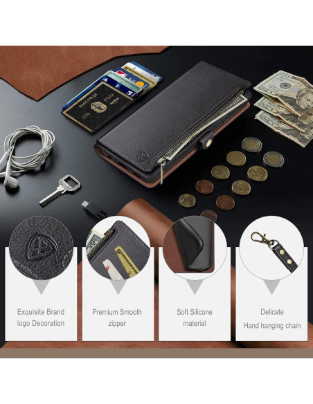 Funda de Billetera XcaseBar para Samsung Galaxy S25 Negra con Bloqueo RFID