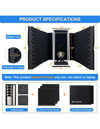 Escudo Aislante de Sonido TroyStudio TS-AcstxPnl 58.42x50.8cm