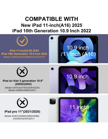 Funda OKP para iPad A16 11" 2025 / 10.9" 2022, Cuero PU