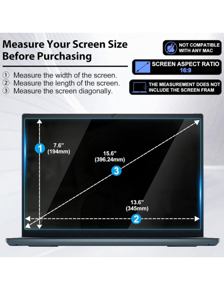 Protector de Pantalla Templado 15.6" XinWoTuo 9H Anti-Huellas