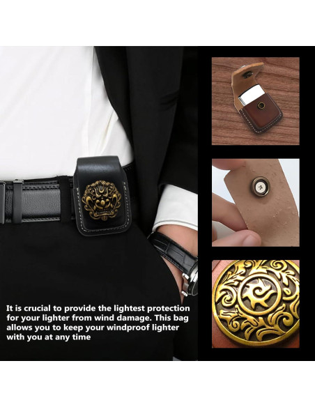 Funda de Cuero para Encendedor Heiluxe con Hebilla - Negro