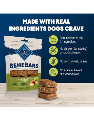 Galletas para Perros Blue Buffalo BeneBars 255 g Pollo y Manzana
