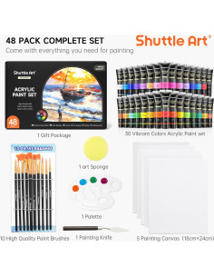 Conjunto de Pintura Acrílica Shuttle Art 48 Piezas 30 Colores 2