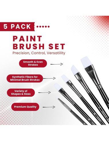 Juego de Pinceles Angelus Sintéticos para Pintura Acrílica (5 piezas)