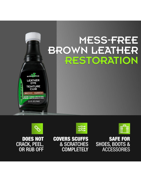 Tinte para zapatos marrón Griffin 74.8 ml - Restaurador de cuero