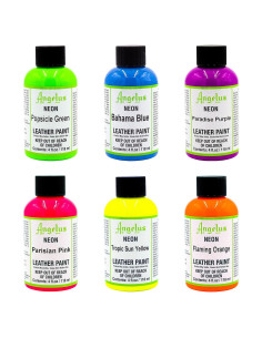 Kit de Pintura Acrílica Neón Angelus 4oz 6 Pack para Cuero y Arte