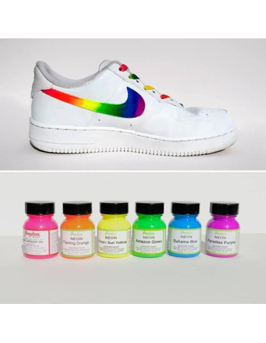 Kit de Pintura Acrílica Neón Angelus 4oz 6 Pack para Cuero y Arte