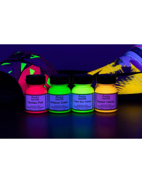 Kit de Pintura Acrílica Neón Angelus 4oz 6 Pack para Cuero y Arte