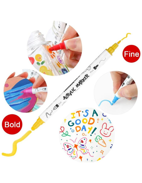 Set de Marcadores de Pintura Acrílica Transon 12 Colores Punta Dual