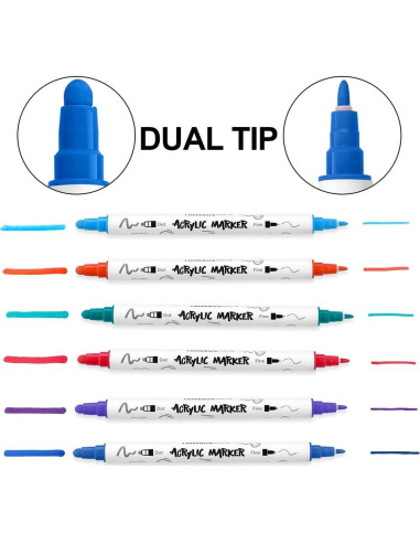 Set de Marcadores de Pintura Acrílica Transon 12 Colores Punta Dual