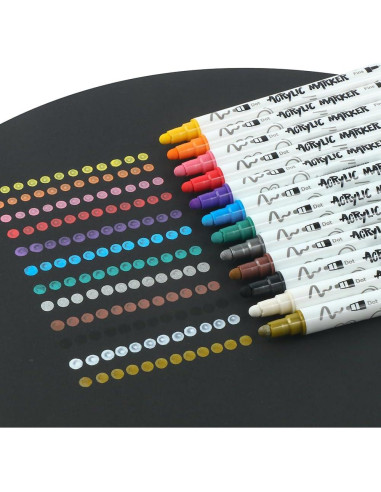 Set de Marcadores de Pintura Acrílica Transon 12 Colores Punta Dual