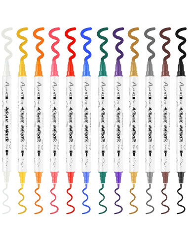 Set de Marcadores de Pintura Acrílica Transon 12 Colores Punta Dual