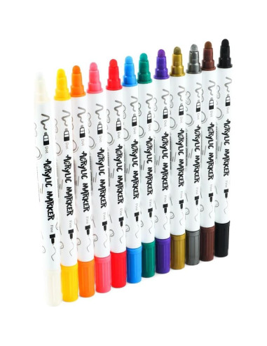 Set de Marcadores de Pintura Acrílica Transon 12 Colores Punta Dual
