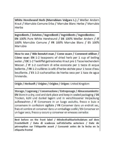 Hierba Horehound Blanco Orgánica Herba - Té Herbal 50g