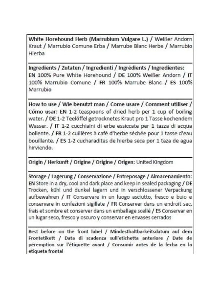 Hierba Horehound Blanco Orgánica Herba - Té Herbal 50g