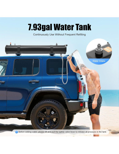 Tanque de Agua Presurizado SHZULUSE 30L Ducha Portátil Camping