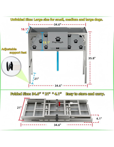 Bañera Elevada Plegable para Perros Dogvingpk 136 kg