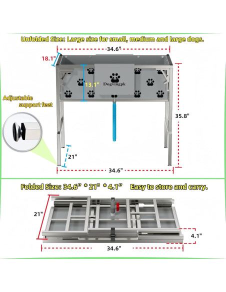 Bañera Elevada Plegable para Perros Dogvingpk 136 kg