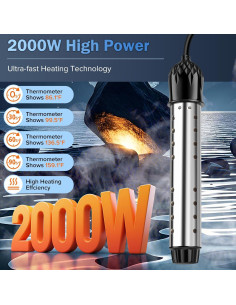 Calentador de Agua Inmersión FIVECUBS 2000W con Termómetro Digital 2