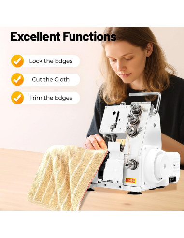 Máquina de Overlock Serger JAYGOVAN 4 Hilos 1200 PPM Luz LED