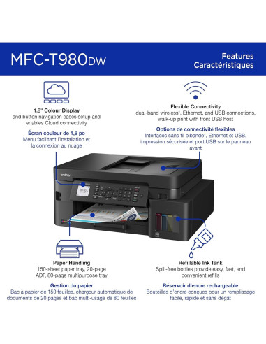 Impresora Multifuncional Brother MFC-T980DW a Color WiFi