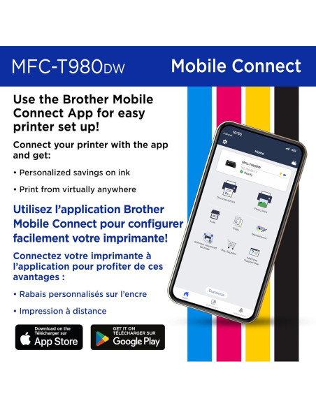 Impresora Multifuncional Brother MFC-T980DW a Color WiFi