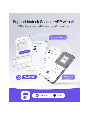 Escáner de Código de Barras Inateck BCST-75S Inalámbrico IP67