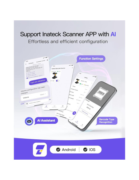 Escáner de Código de Barras Inateck BCST-75S Inalámbrico IP67