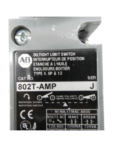 Interruptor de Botón de Presión Allen-Bradley 802T-AMP 60A 120-600VAC